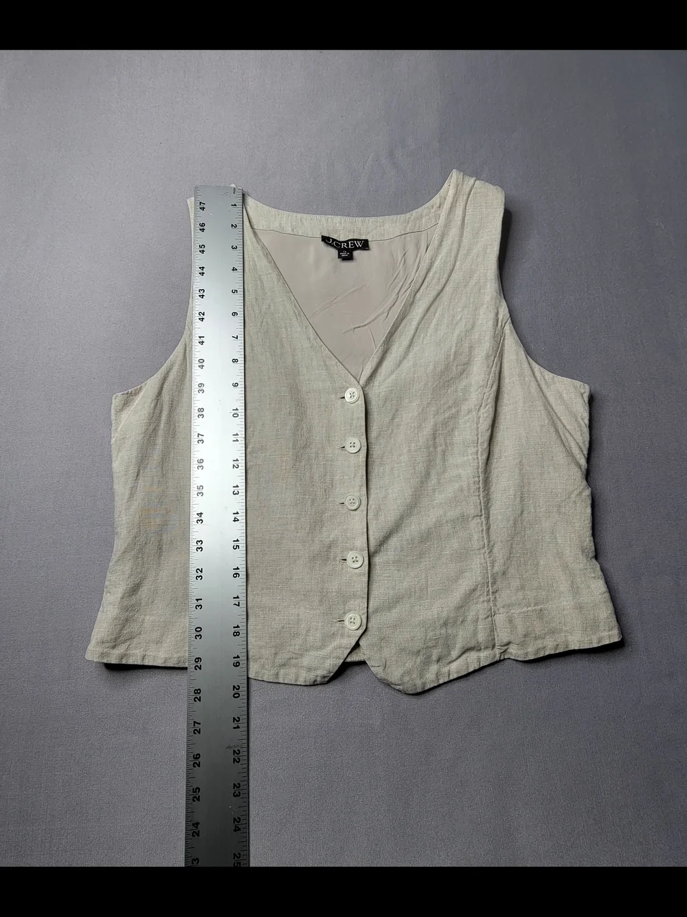 J.Crew Women's Cream Linen Button-Front Vest Size 12
